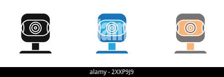 Digital Webcam icon outline collection or set in black and white Stock Vector