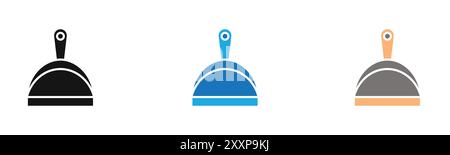 Dustpan icon outline collection or set in black and white Stock Vector