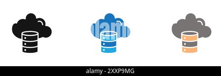 Cloud database icon outline collection or set in black and white Stock Vector