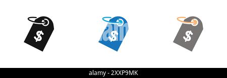 Price tag icon outline collection or set in black and white Stock Vector
