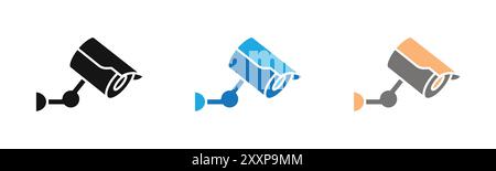 surveillance icon outline collection or set in black and white Stock Vector