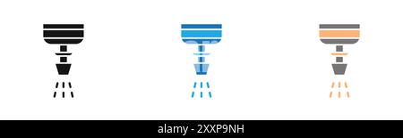 fire sprinkler icon outline collection or set in black and white Stock Vector