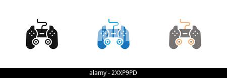 Joystick icon outline collection or set in black and white Stock Vector