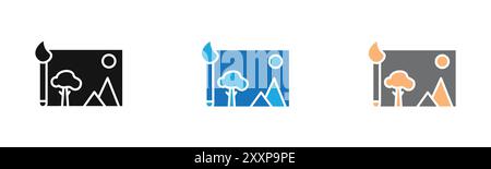 Edit Image Icon outline collection or set in black and white Stock Vector