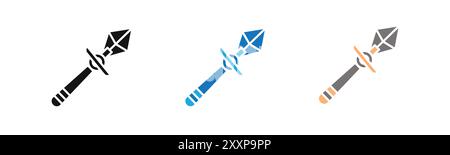 Japanese ninja shuriken icon outline collection or set in black and white Stock Vector