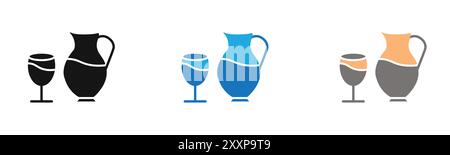 drink icon outline collection or set in black and white Stock Vector