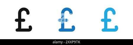Pound icon outline collection or set in black and white Stock Vector