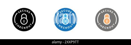 secure checkout icon outline collection or set in black and white Stock Vector
