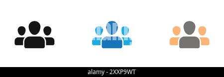 Squad icon outline collection or set in black and white Stock Vector