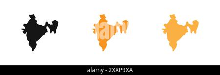 Indian map icon outline collection or set in black and white Stock Vector