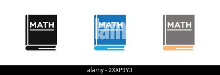 Maths book icon outline collection or set in black and white Stock Vector