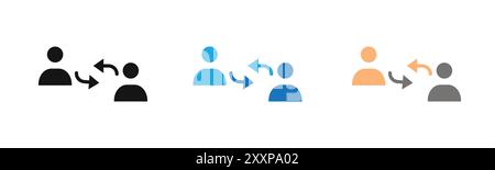 User interaction icon outline collection or set in black and white Stock Vector