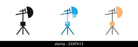 photography lighting icon outline collection or set in black and white Stock Vector