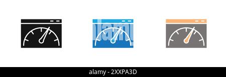 Page speed icon outline collection or set in black and white Stock Vector