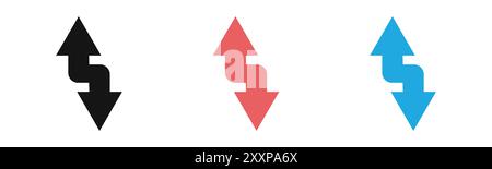 Up and down arrows icon outline collection or set in black and white Stock Vector