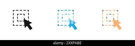 select element icon outline collection or set in black and white Stock Vector