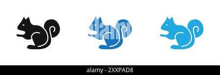 squirrel icon outline collection or set in black and white Stock Vector