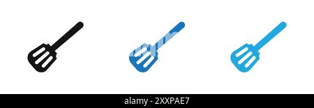 spatula icon outline collection or set in black and white Stock Vector