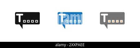 text box icon outline collection or set in black and white Stock Vector