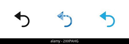 Undo arrow sign icon outline collection or set in black and white Stock Vector
