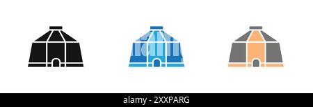 Yurt Icon outline collection or set in black and white Stock Vector