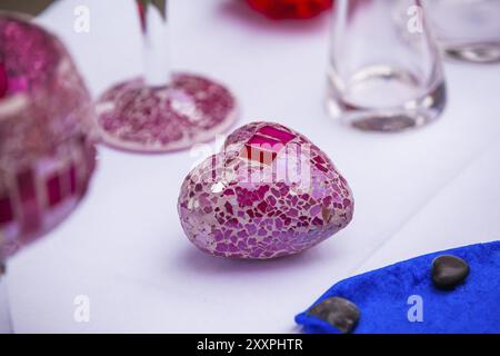 Pink mosaic heart Stock Photo