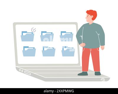 record management file manager task list folder keep business data document cloud storage design illustration Stock Vector