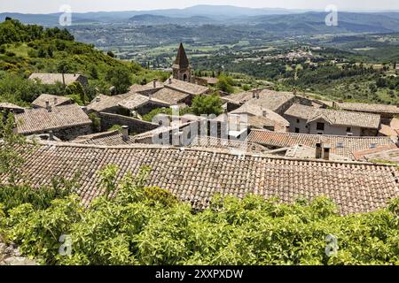 The picturesque village of Mirabel in the Ardeche, southern France Stock Photo