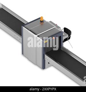 Airport X-ray Security Baggage Scanner on a white background. 3d Rendering Stock Photo