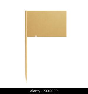 Blank Mini Golden Pointer Toothpick Flag on a white background. 3d Rendering Stock Photo