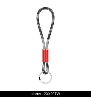 Simple Rope Keychain on a white background. 3d Rendering Stock Photo