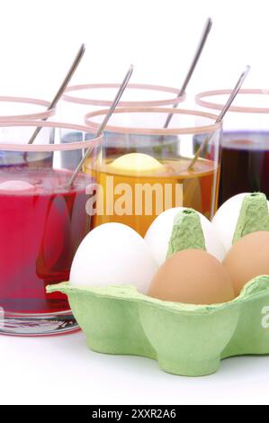 Easter egg dyeing, easter eggs colour Stock Photo