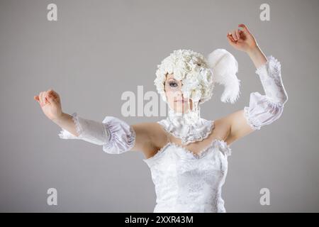Ballet dancer in a white costume Stock Photo