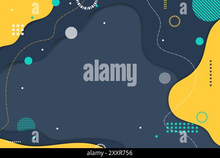 Blue Dark Yellow Modern Backgrounds with Abstract Elements and Dynamic Shapes. Vector illustration Stock Vector