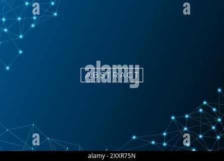 Abstract Futuristic Dark Blue Polygonal Molecules for Digital Technology Background. Vector Illustration Stock Vector