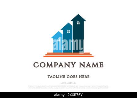 House Diagram with Increase Arrow Statistic Business Marketing Logo Design Vector Stock Vector