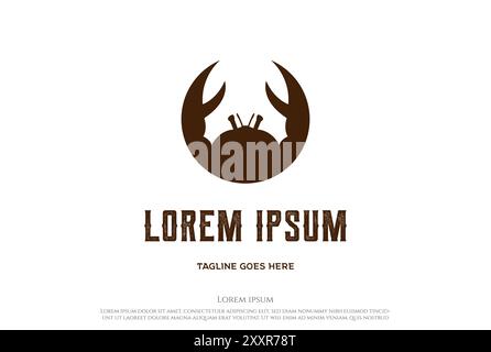 Simple Minimalist Crab Shrimp Prawn Lobster Claw Seafood Restaurant Logo Design Vector Stock Vector
