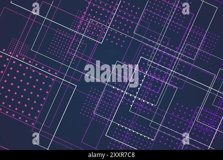 Futuristic Blue Violet Abstract Structure Circuit Computer Technology Business Background. Vector Illustration Stock Vector