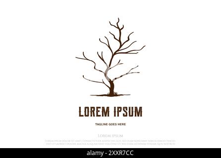 Dry Dead Tree Plant Branch Illustration Logo Design Vector Stock Vector
