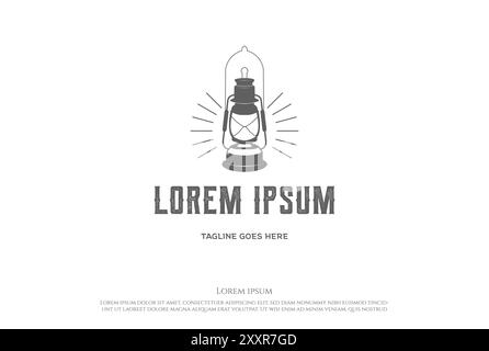 Vintage Retro Oil Storm Lamp for Camp Mining Logo Design Vector Stock Vector
