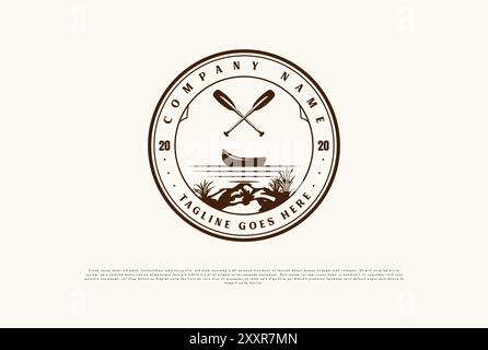 Vintage Kayak Canoe Rafting Boat Badge Emblem for Sport Club Logo Design Vector Stock Vector
