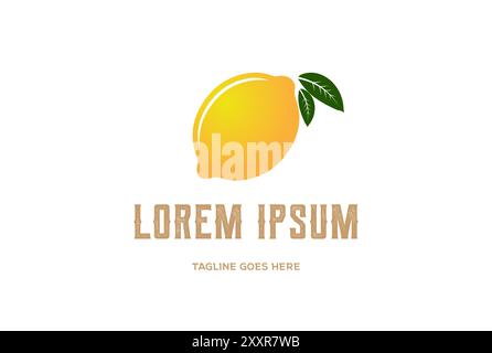 Yellow Fresh Fruit Lemon for Beverage Product Label Logo Design Vector Stock Vector