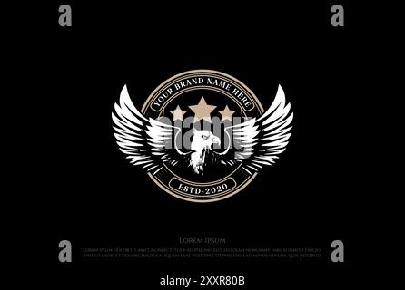 Vintage Retro Classic Eagle Hawk Star Logo Design Vector Stock Vector