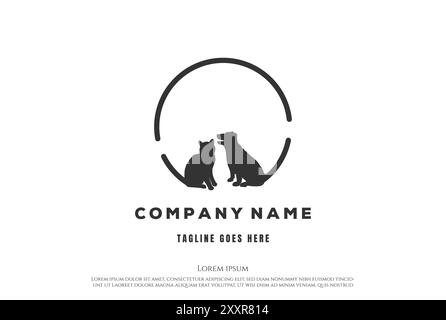 Simple Minimalist Cat Dog Pet Care Logo Design Vector Stock Vector
