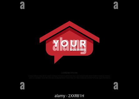 Simple Minimalist House Talk for Real Estate Property Customer Service Logo Design Vector Stock Vector