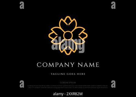 Elegant Luxury Simple Geometric Flower Logo Design Vector Stock Vector