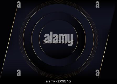 Circle Circular Modern Futuristic Luxury Abstract Dark Grey Metallic Gold Light Background Design. Vector illustration Stock Vector