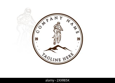 Vintage Retro Dirt Bike Motorcycle Sport Club Badge Logo Design Vector Stock Vector