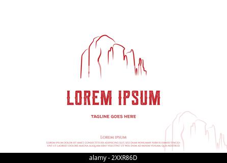 Vintage Retro Sunrise Red Rock Canyon at Sedona Arizona Logo Design Vector Stock Vector