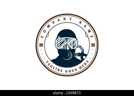 Retro Vintage Scuba Mask for Diving Sport Club Logo Design Vector Stock Vector